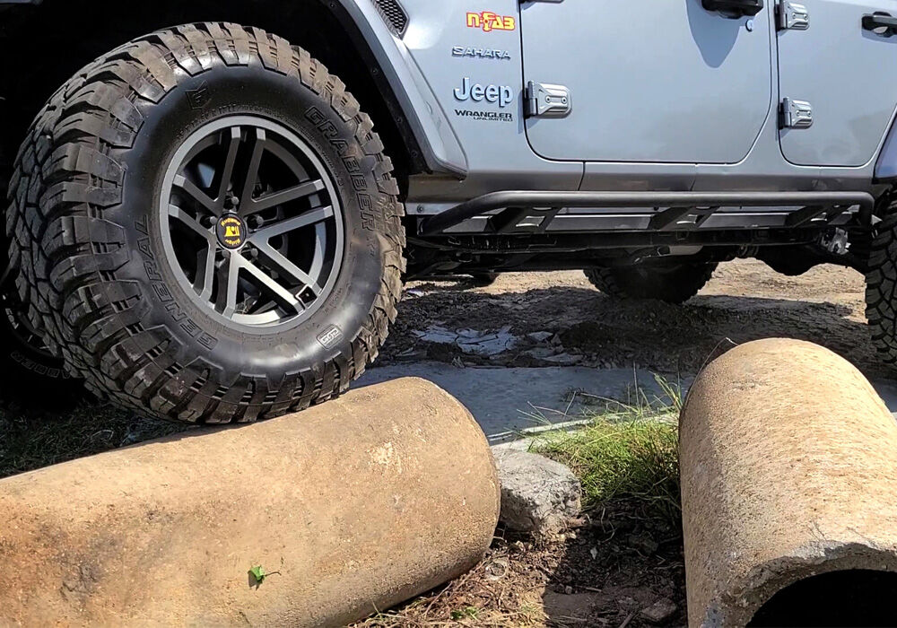 TrailSlider Step System Cab Length (2 Steps per Side) 2018-2026 Jeep Wrangler JL 4-Door Textured Black NFab