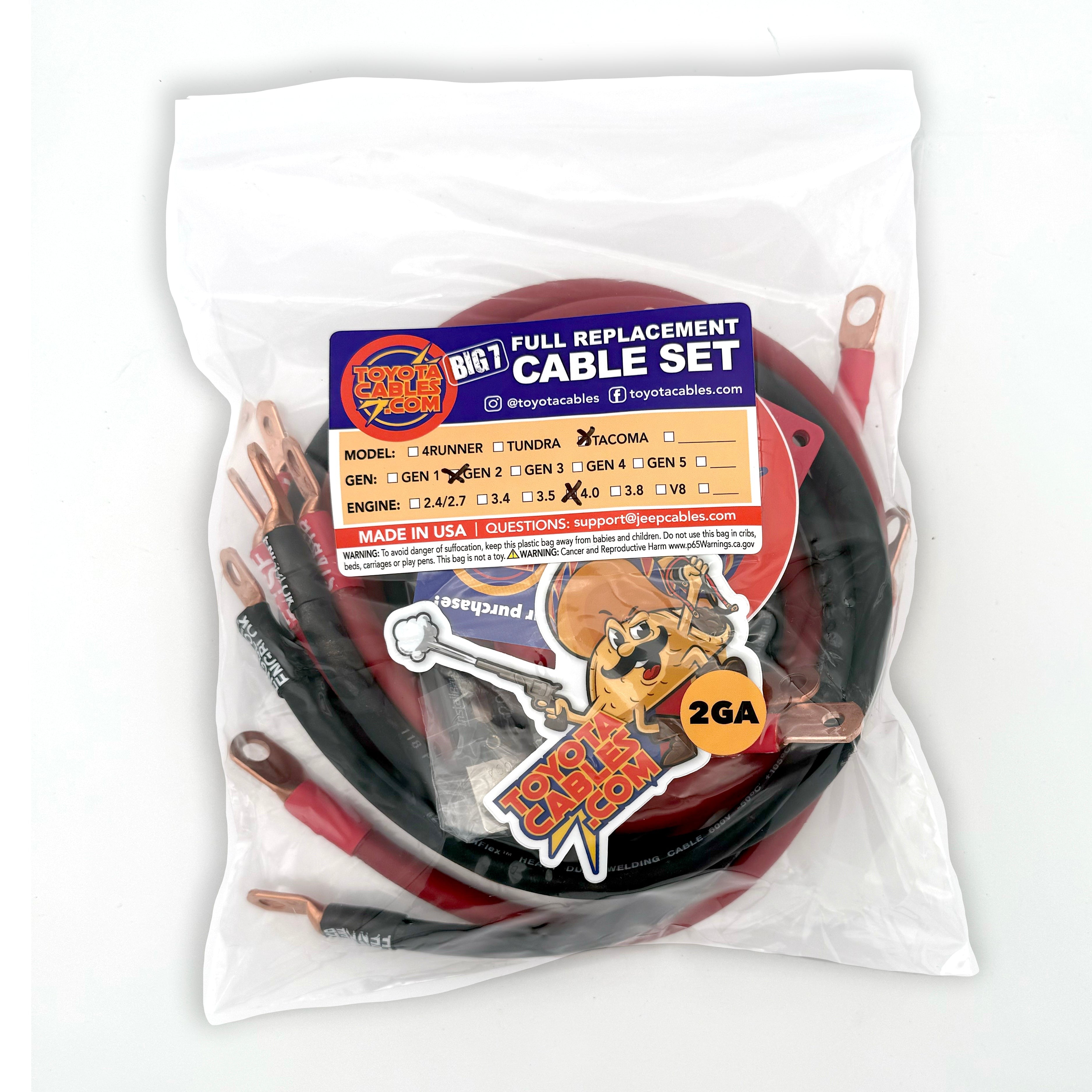 2005-2015 Toyota Tacoma Battery Cable Kit Gen 2 2.7 Liter 2 Gauge Battery Cable Big7Kits