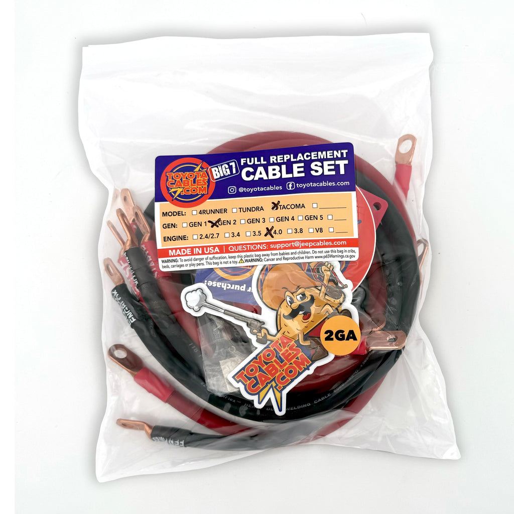 2005-2015 Toyota Tacoma Battery Cable Kit Gen 2 4.0 Liter 1/0 Gauge Battery Cable Big7Kits