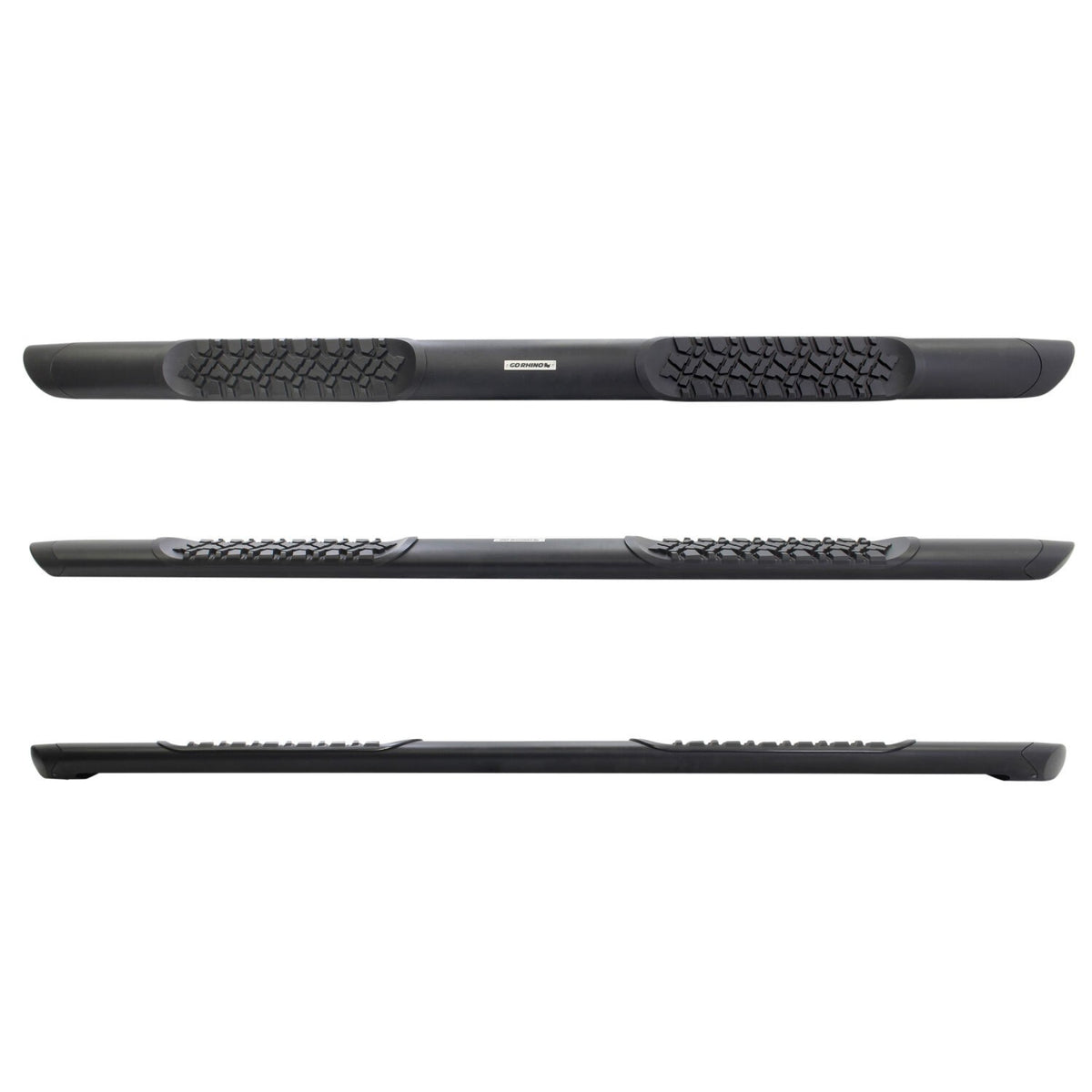 V3 Series Aluminum 5 Inch Elipse Side Steps with Mounting Brackets Textured Black 2014-2018 Silverado/Sierra 1500/2500 HD Crew Cab Go Rhino