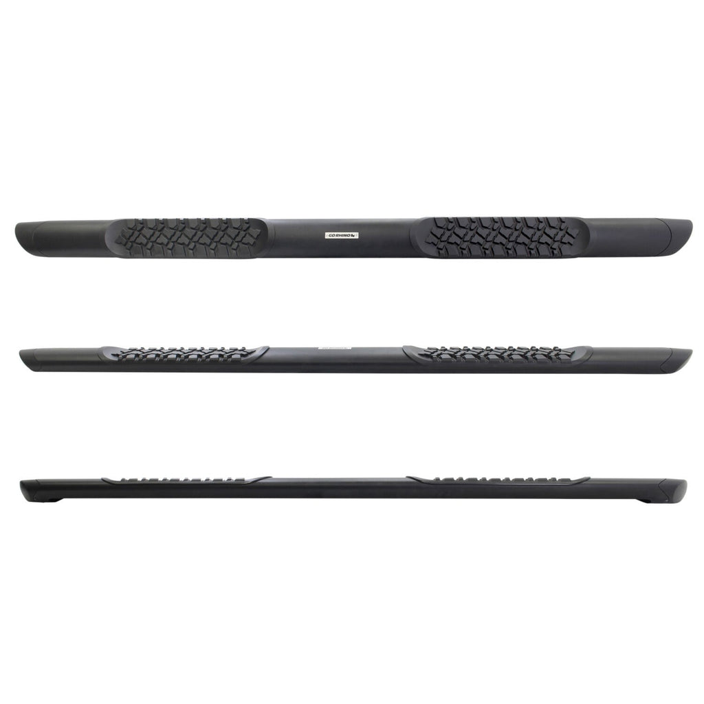 V3 Series Aluminum 5 Inch Elipse Side Steps with Mounting Brackets Textured Black 2009-2014 Dodge Ram 1500 Extended Cab Go Rhino