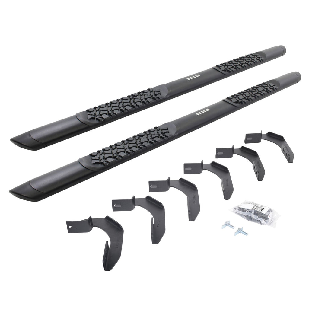 V3 Series Aluminum 5 Inch Elipse Side Steps with Mounting Brackets Textured Black 2004-2014 Ford F-150 Crew Cab Go Rhino