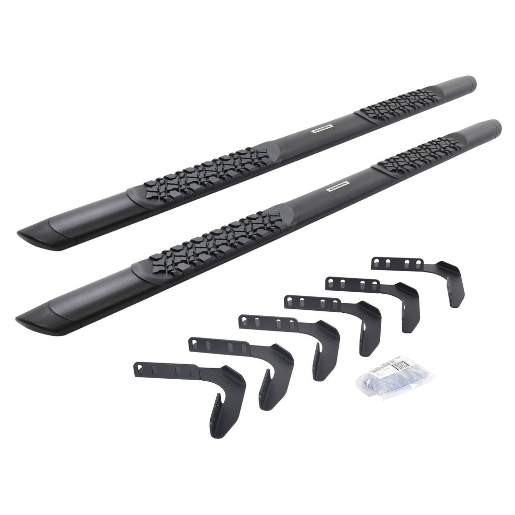 V3 Series Aluminum 5 Inch Elipse Side Steps with Mounting Brackets Textured Black 1999-2016 Ford F-250/F-350 Extended Cab Go Rhino