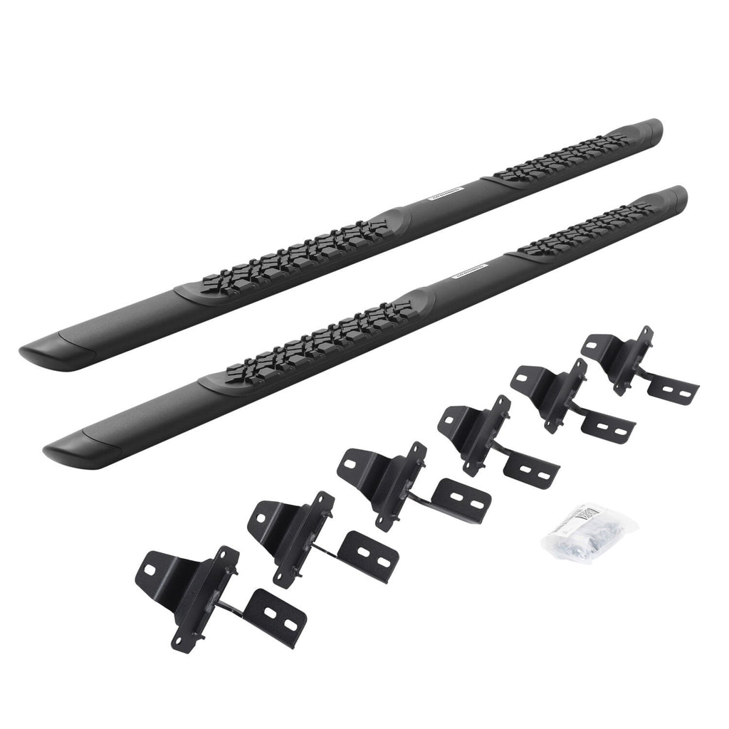 V3 Series Aluminum 5 Inch Elipse Side Steps with Mounting Brackets Textured Black 2018-2026 Jeep Wrangler Go Rhino