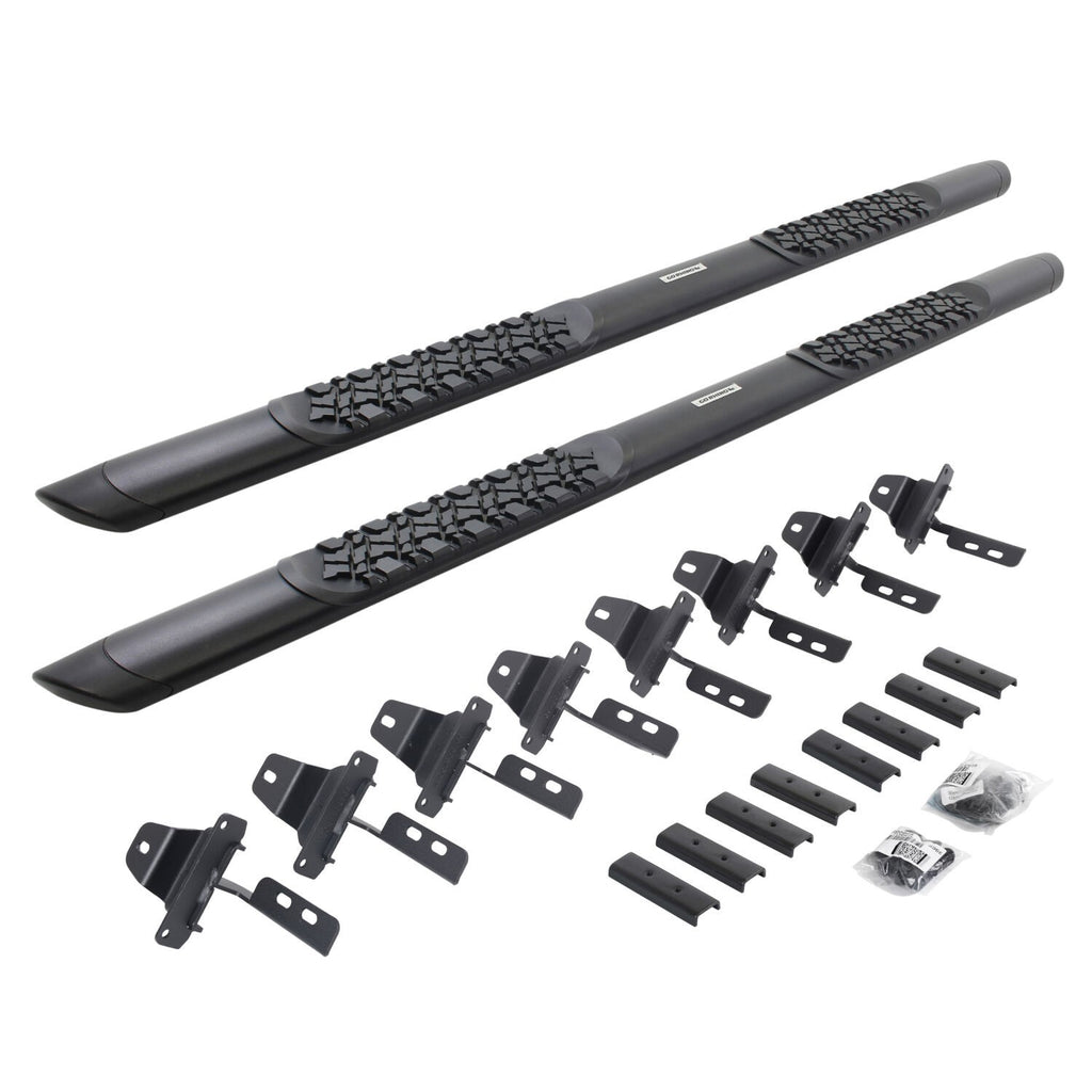 V3 Series Aluminum 5 Inch Elipse Side Steps with Mounting Brackets Textured Black 2020-2025 Jeep Gladiator Go Rhino