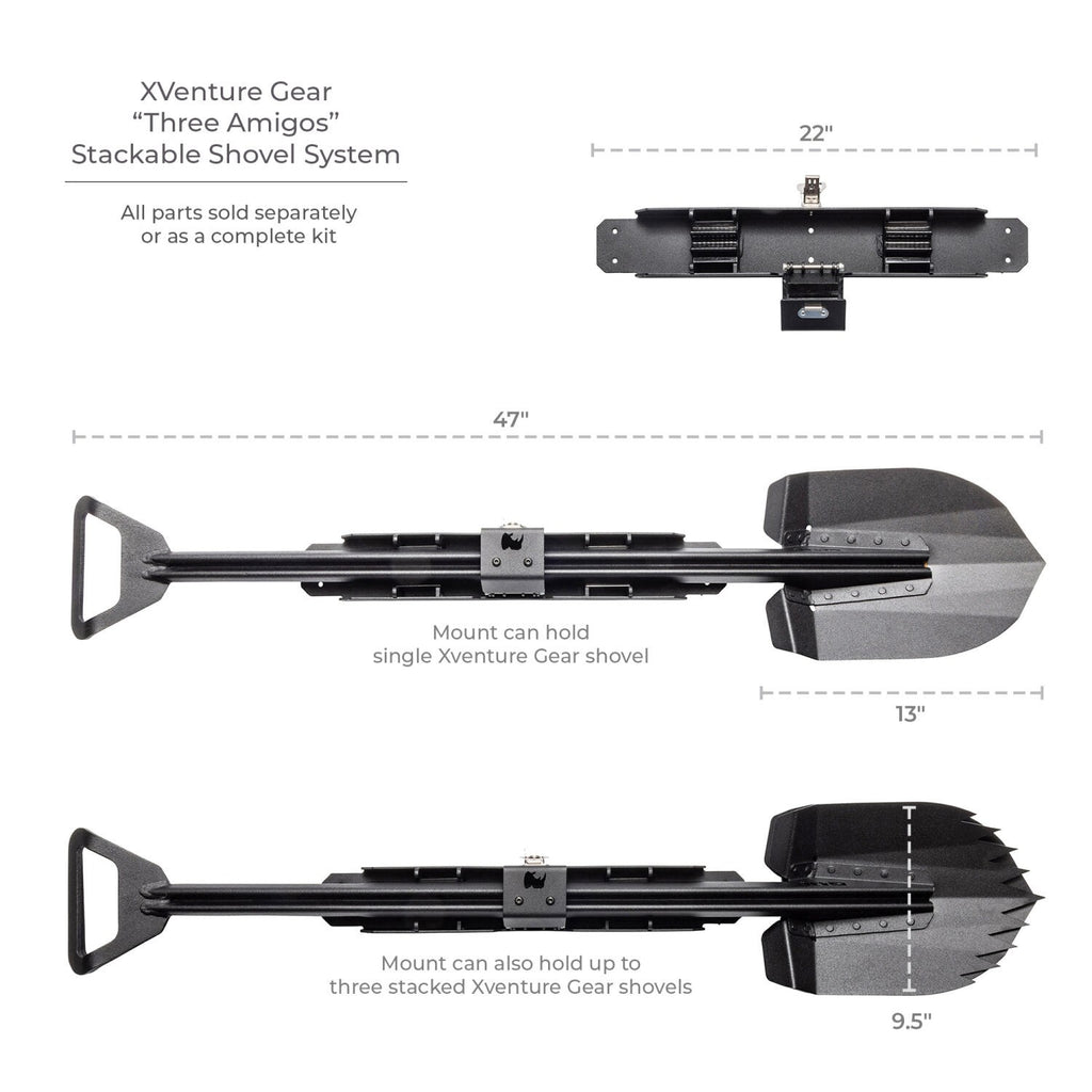 Xventure Gear Sharktooth Stackable Shovel Textured Black Go Rhino