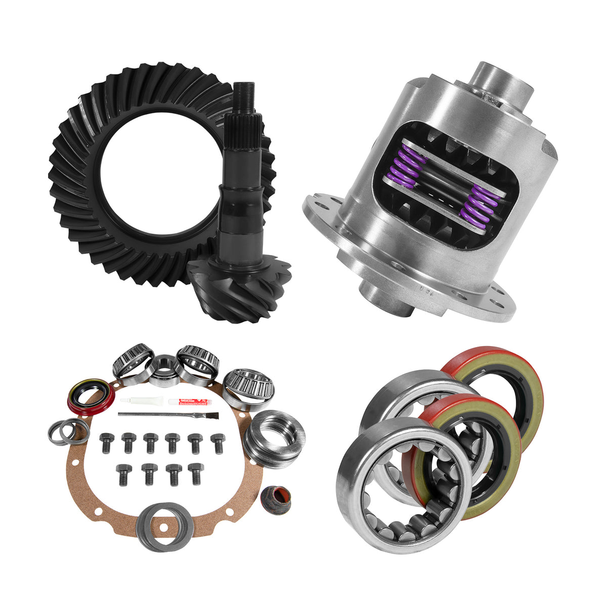 8.8 Inch Ford 3.31 Rear Ring & Pinion Install Kit 31 Spline Posi 2.53 Inch Axle Bearings 8.8 Ford 3.31 Rear R&P Gear/ Install Kit Package With 31 Spline Posi & Ak 1559 Axle Bearings (2.53 Inch Od) Yukon Gear