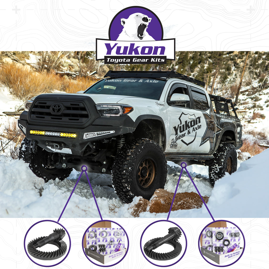 Ring & Pinion Gear Kit Package Front & Rear With Install Kits - Toyota 8.4/8 Inch IFS Toyota 05-15 Tacoma (8.4/8 Inch ifs) 4.56 Ratio Gear Package (Fits 3.91 & Up Front Case) Yukon Gear