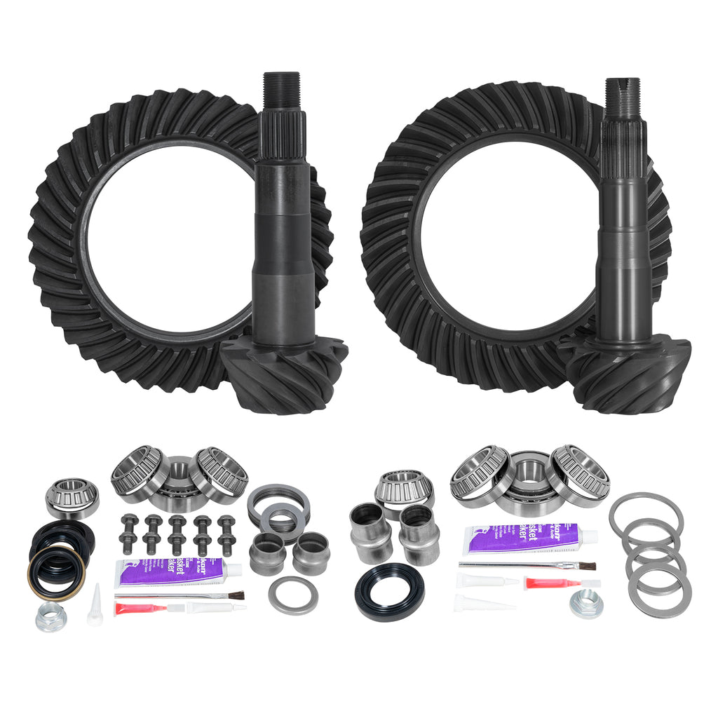 Ring & Pinion Gear Kit Package Front & Rear With Install Kits - Toyota 8.4/8 Inch IFS Toyota 05-15 Tacoma (8.4/8 Inch ifs) 4.56 Ratio Gear Package (Fits 3.91 & Up Front Case) Yukon Gear
