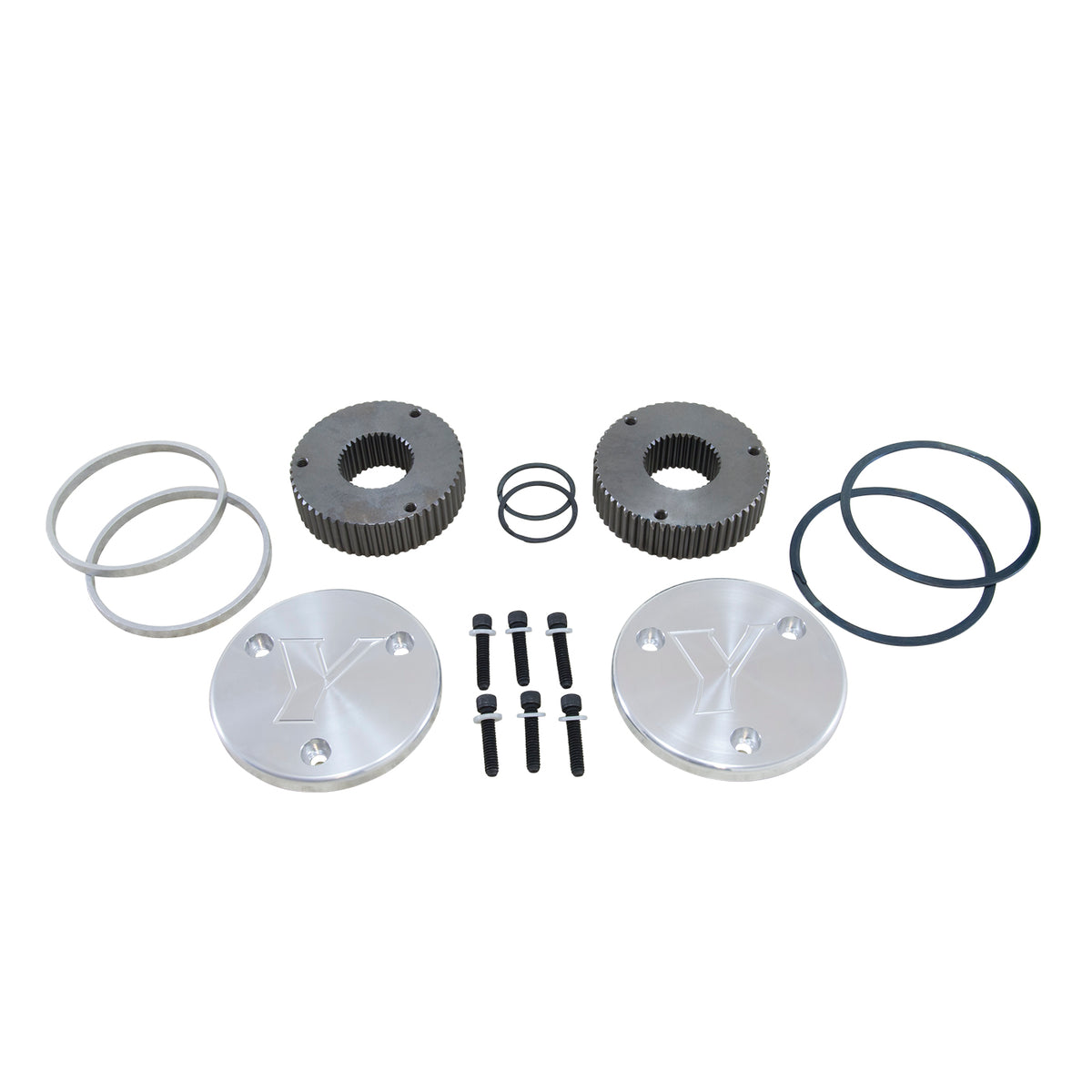 Hardcore Drive Flange Kit Dana 60 35- Spline Outer Stubs With Engraved Caps Hardcore Flange Set D60 35 Spline Engraved Both Sides Yukon Gear