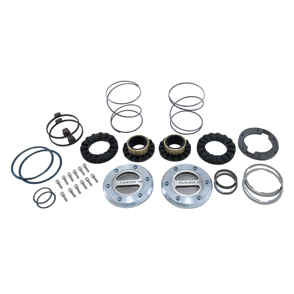 Hardcore Locking Hub Set 00-17 Dodge 3/4 & 1-Ton Front W/Spin Free Kit D60 35 Spline Hardcore Locking Hub Set Dodge '00-'17 Srw/Drw W/ Spin Free Kit Yukon Gear