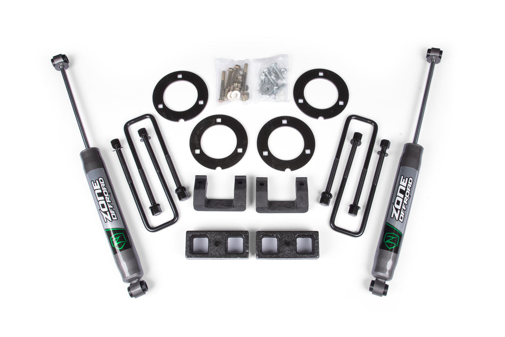 07-18 GM 1500 3 Inch Adventure Series Lift Kit 2 Inch Rear Block Spacer Shocks Zone Offroad