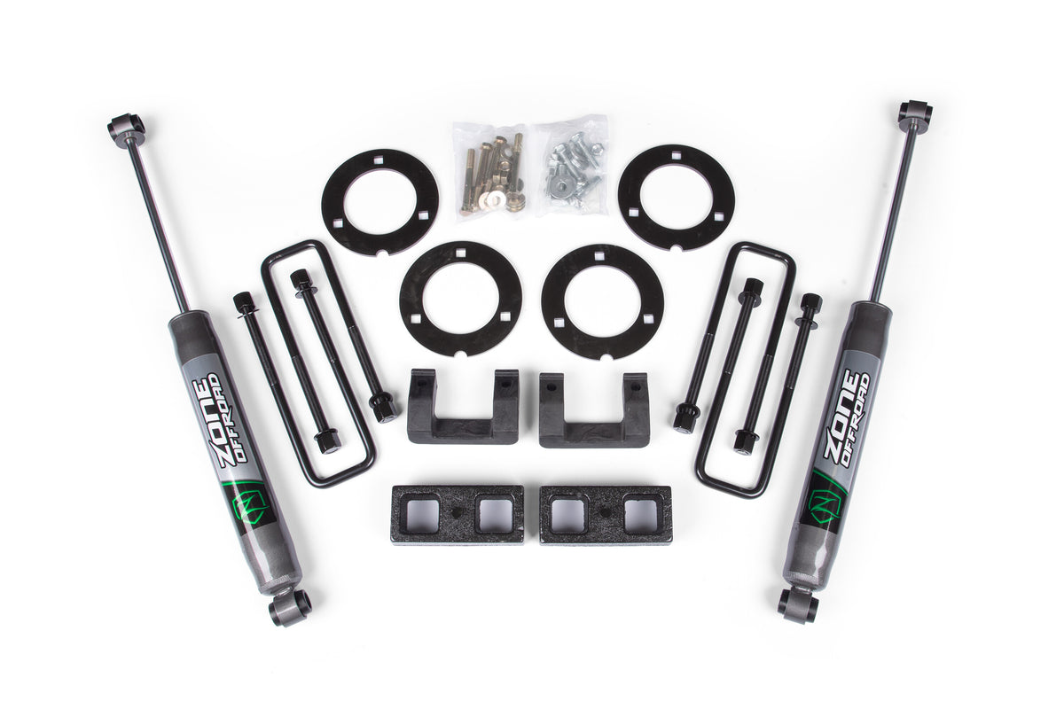 07-18 GM 1500 3 Inch Adventure Series Lift Kit 2 Inch Rear Block Spacer Shocks Zone Offroad