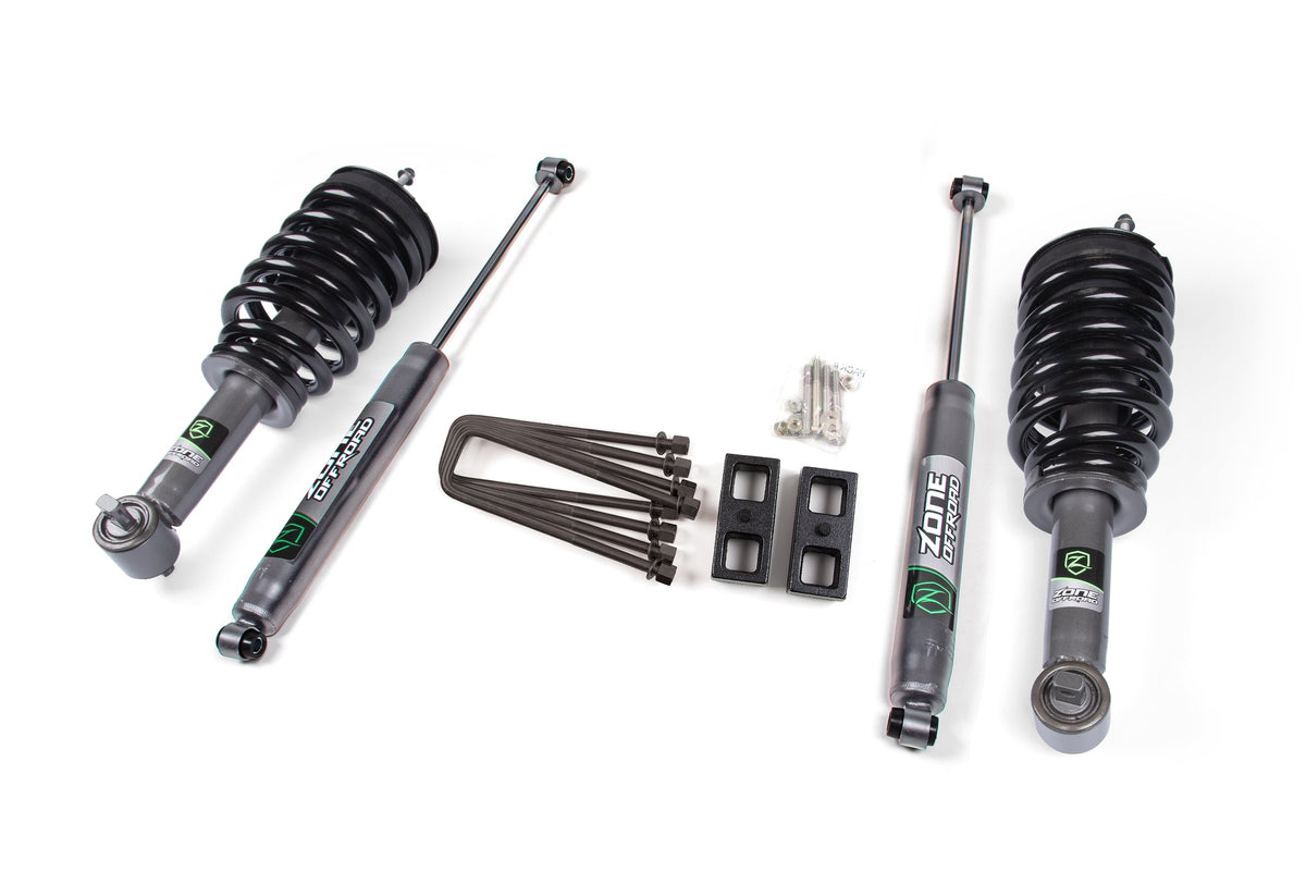 07-18 Chevrolet Silverado 1500 - GMC Sierra 1500 4WD 3 Inch Suspension Lift Kit, 2 Inch Rear Lift, Block - Nitro Loaded Struts, Nitro Shocks Zone Offroad