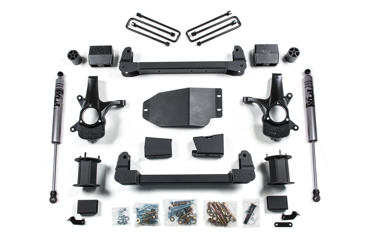 07-13 Chevrolet Silverado 1500 - GMC Sierra 1500 2WD 6.5 Inch Suspension Lift Kit, 4 Inch Rear Lift, Block - N/A, Nitro Shocks Zone Offroad