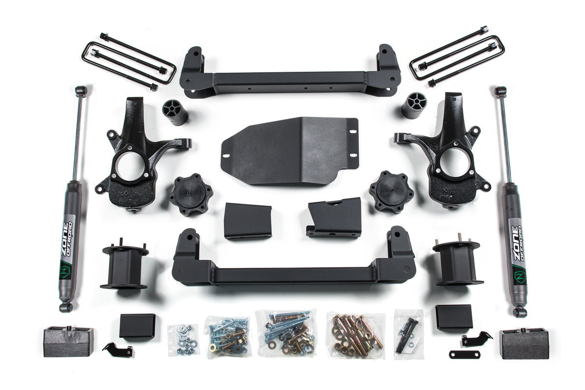 07-13 Chevrolet Silverado 1500 - GMC Sierra 1500 4WD 4.5 Inch Suspension Lift Kit, 3 Inch Rear Lift, Block - N/A, Nitro Shocks Zone Offroad