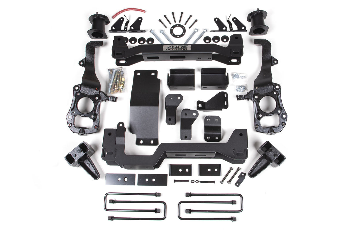 21-24 Ford F-150 With CCD 4WD 6 Inch Lift Kit 5 Inch Rear Block Spacer Front Rear Shock Relocation No Shocks Zone Offroad