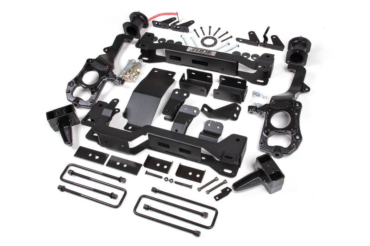 21-24 Ford F-150 With CCD 4WD 6 Inch Lift Kit 5 Inch Rear Block Spacer Front Rear Shock Relocation No Shocks Zone Offroad