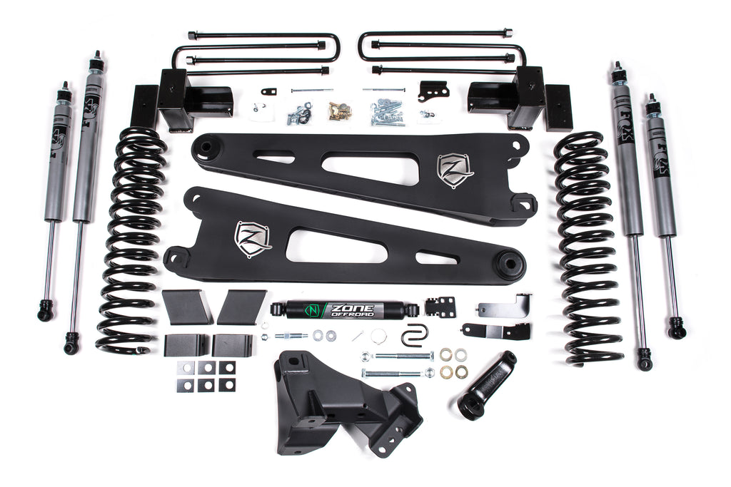 17-19 Ford F-250/350 Super Duty 4 Inch Radius Arm Lift Kit 2 Inch Rear Block Gas 3 Leaf Main Zone Offroad