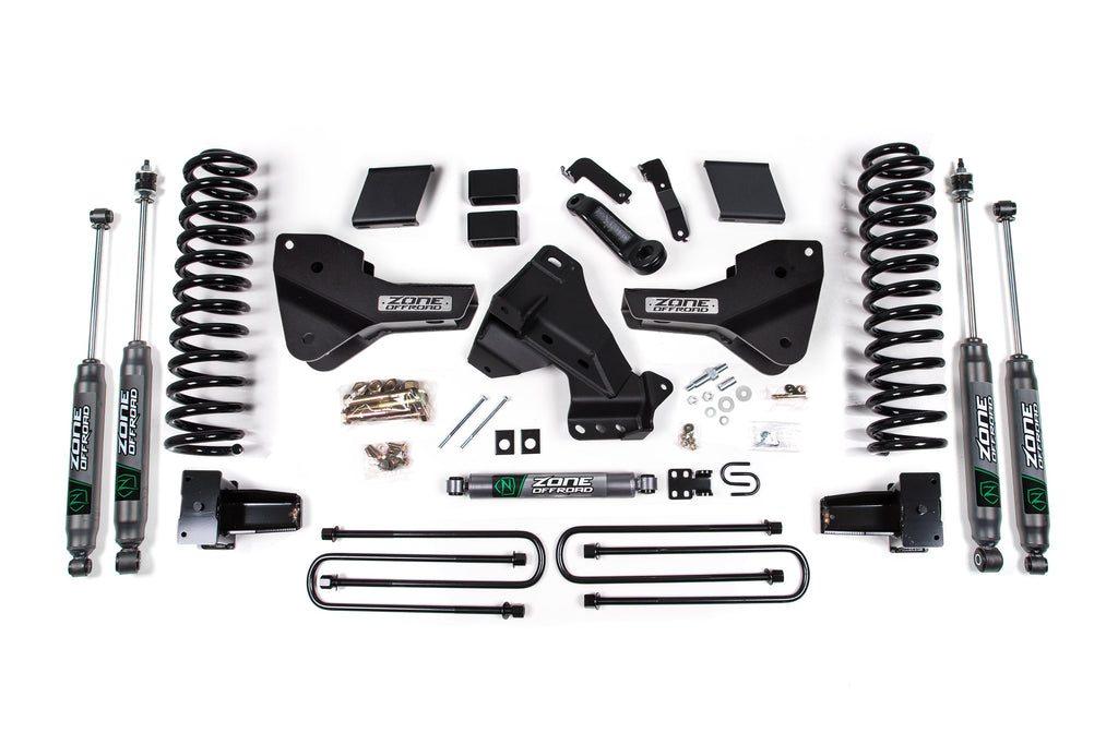 23-25 Ford F350 DRW 4WD 7 Inch Radius Arm Drop Suspension Lift Kit, 5 Inch Rear, Block, Gas - Fox 2.0 Adventure Series Front And Rear Shocks Zone Offroad