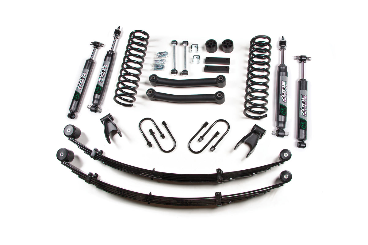 84-01 Jeep Cherokee XJ 4.5 Inch Lift Kit With Rear Springs Dana 35 Zone Offroad