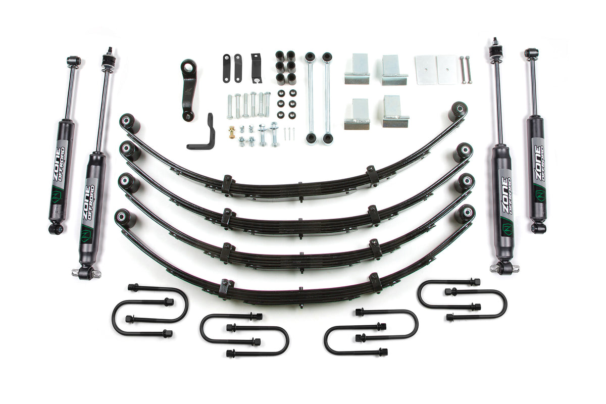 87-95 Jeep Wrangler YJ 4 Inch Leaf Spring Lift Kit With Power Steering Zone Offroad