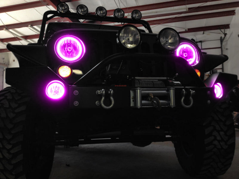 Oracle Jeep Wrangler JK 07-17 LED Waterproof Halo Kit - ColorSHIFT w/ Simple Controller