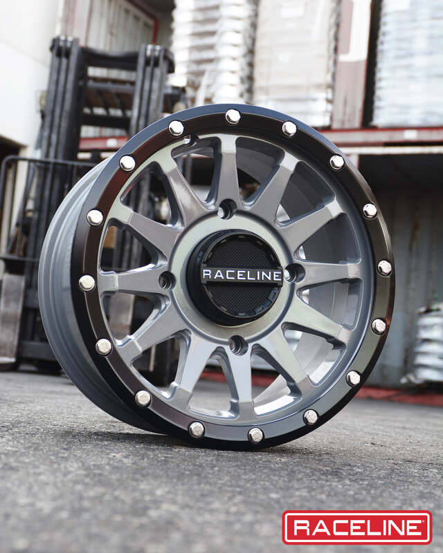 Raceline A95SG Trophy 15x7in / 4x156 BP / 10mm Offset / 132.5mm Bore - Grey & Black Lip Wheel