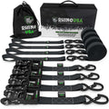 Rhino USA Heavy Duty Ratchet Tie-Down 4-Pack Black 1.6In X 15Ft