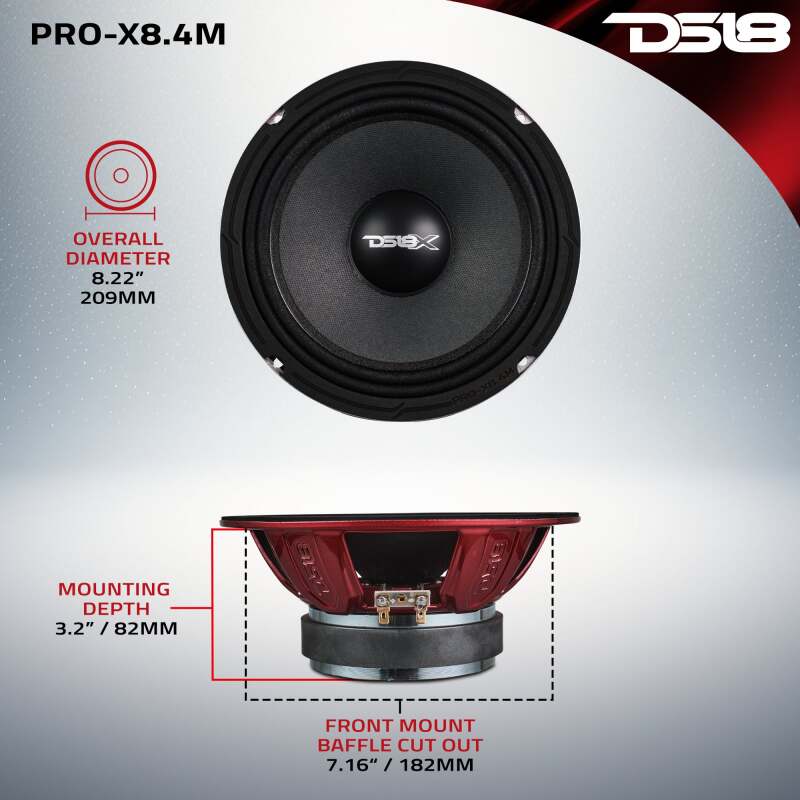 DS18 8in 275 Watts RMS 4 ohm Mid-Range Loudspeaker