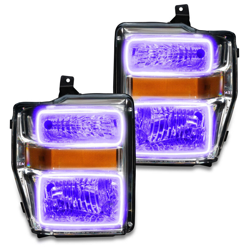 Oracle 08-10 Ford F250/350 Pre-Assembled Halo Headlights - Chrome Housing - ColorSHIFT