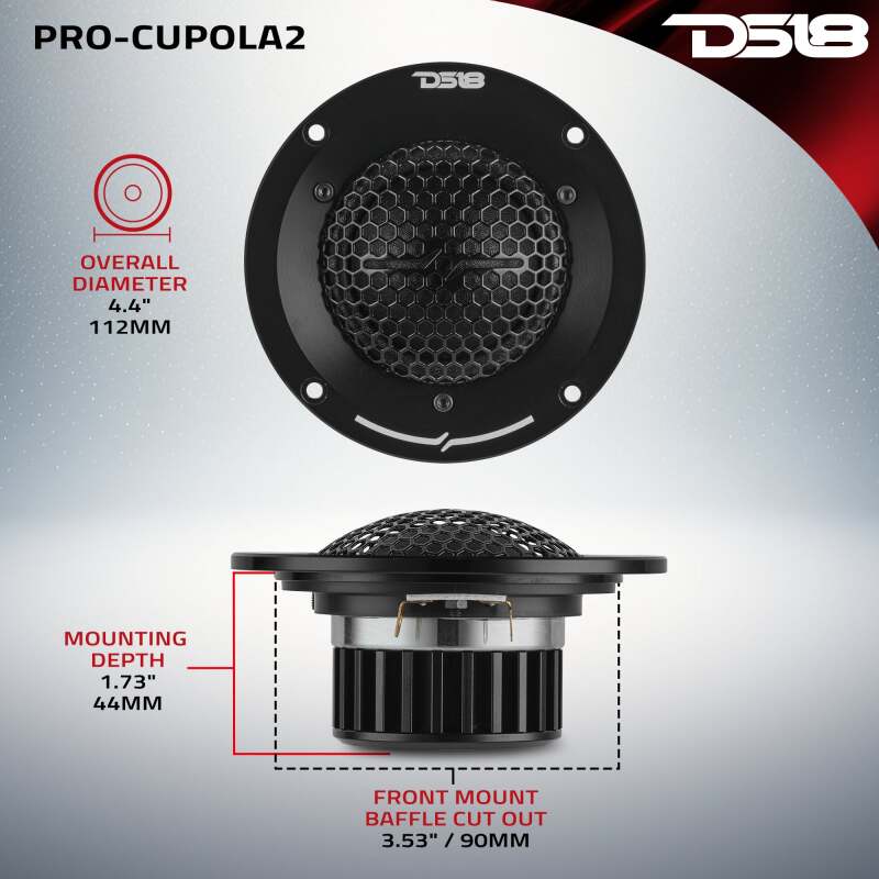 DS18 4in 200 Watts RMS 4 ohm Neodymium Mid-Range Tuned Closed-End Chamber Loudspeakers