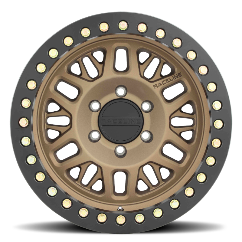 Raceline RT951B Ryno 17x9in/6x139.7 BP/-38mm Offset/106.1mm Bore- Bronze & Black Ring Beadlock Wheel