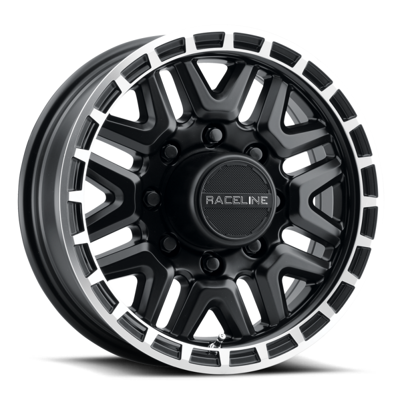 Raceline 953BM Krank 13x4.5in / 5x114.3 BP / -0.125mm Offset / 3.19mm Bore - Black & MACH. Wheel