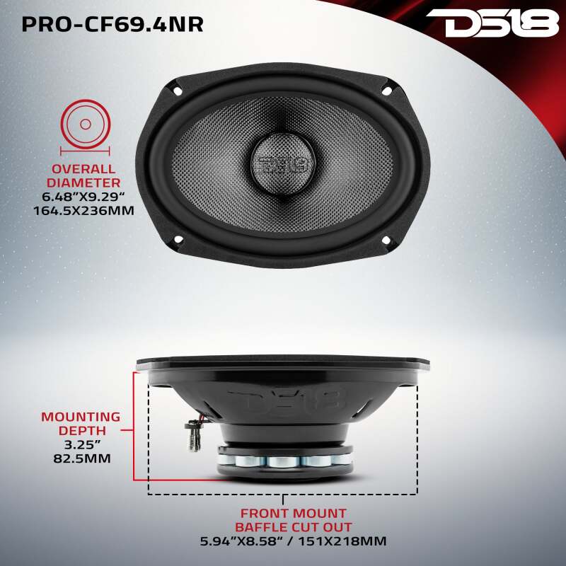 DS18 6x9in 300 Watts RMS 4 ohm Mid-Bass Loudspeaker Neodymium