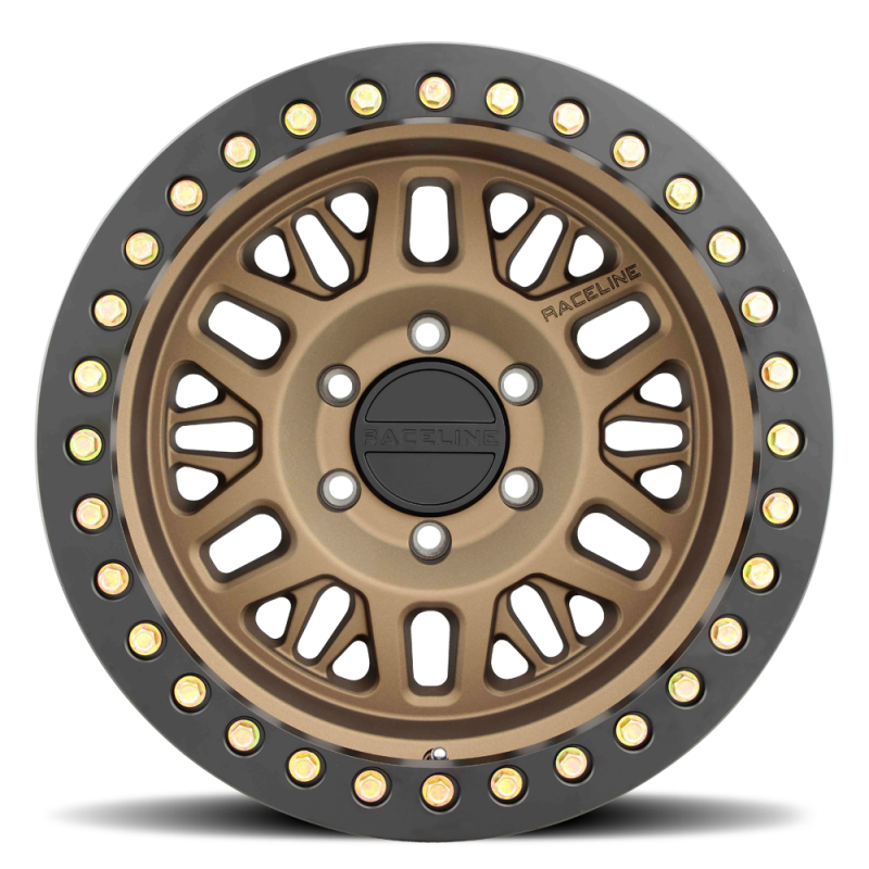 Raceline RT951B Ryno 17x9in/8x165.1 BP/-12mm Offset/130.81mm Bore - Bronze & BLK Ring Beadlock Wheel