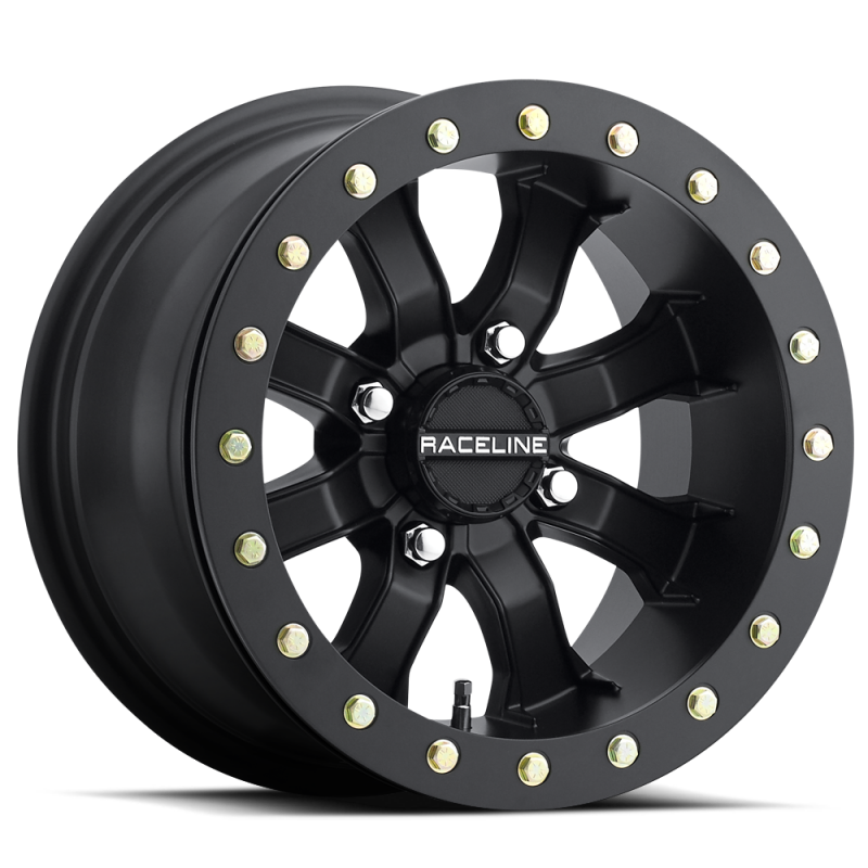 Raceline A71B Mamba 15x7in / 4x156 BP / 0mm Offset / 132.5mm Bore - Satin Black Beadlock Wheel