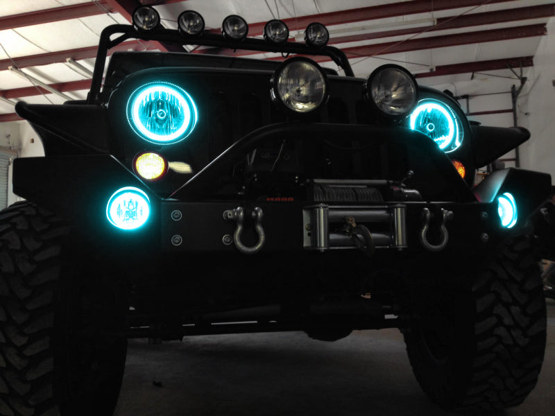 Oracle Jeep Wrangler JK 07-17 LED Waterproof Halo Kit - ColorSHIFT w/ Simple Controller