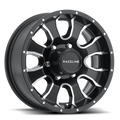 Raceline 860M Mamba 14x6in / 5x114.3 BP / 0mm Offset / 3.19mm Bore - Black & Machined Wheel