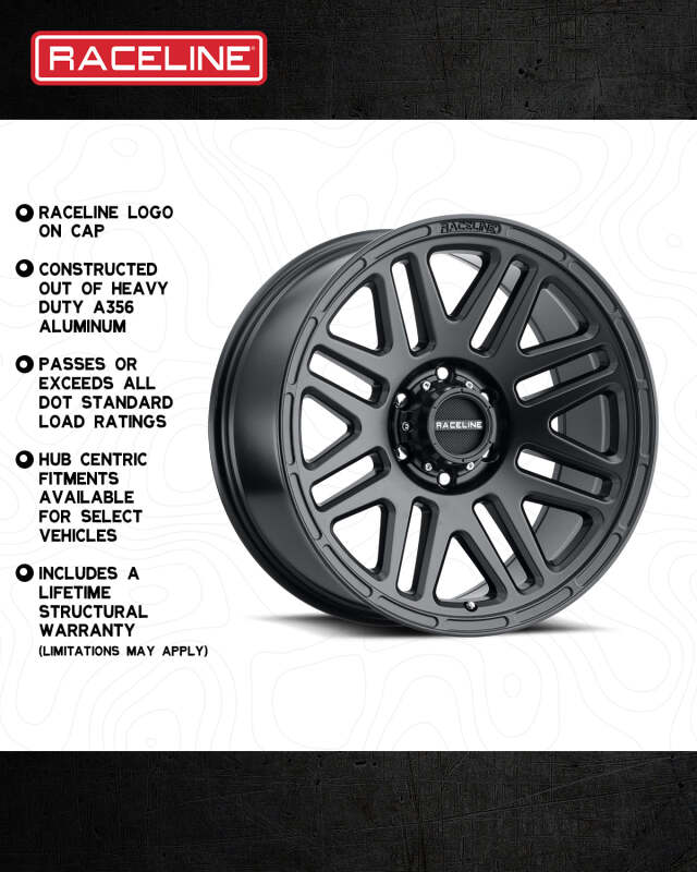 Raceline 944B Outlander 18x9in / 8x170 BP / 12mm Offset / 125.2mm Bore - Satin Black Wheel