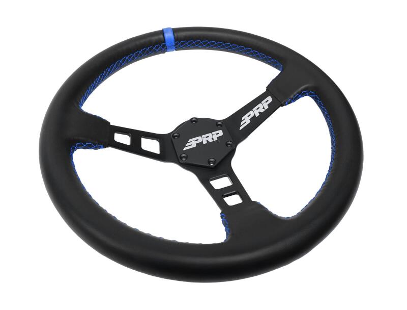 PRP Deep Dish Leather Steering Wheel - Blue