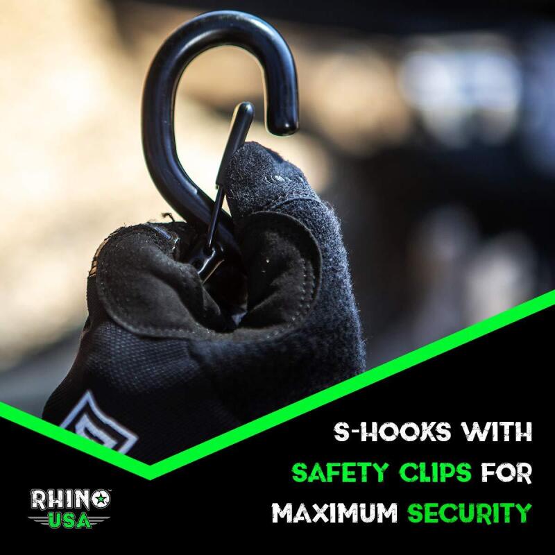 Rhino USA Heavy Duty Ratchet Tie-Down 4-Pack Green 1.6In X 15Ft