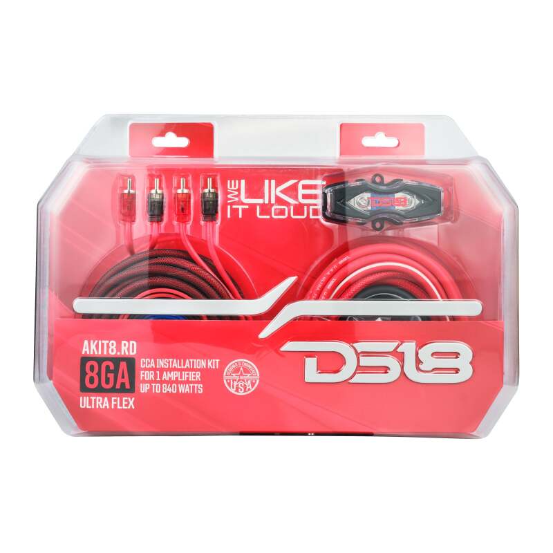 DS18 8-GA Amplifier Install Kit Advance- Red