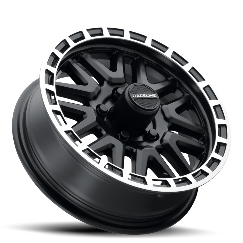 Raceline 953BM Krank 15x6in / 6x139.7 BP / 0mm Offset / 4.25mm Bore - Black & Machined Wheel