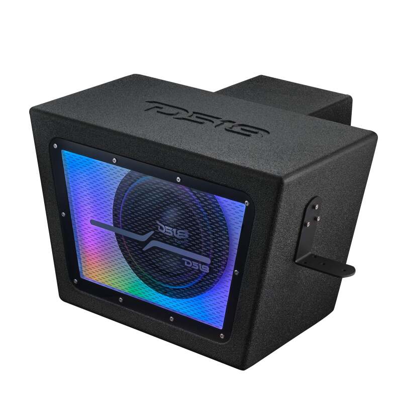 DS18 Polaris RZR 10in Subwoofer Enclosure w/EXL-X10.2D Subwoofer- Black Finish- Acrylic Window- LED