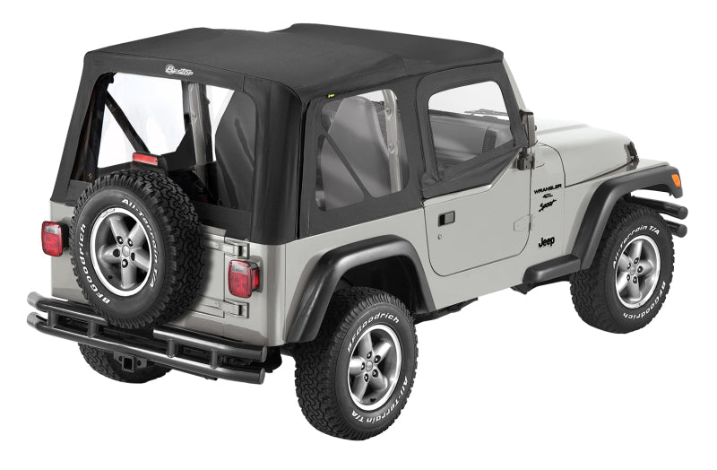 Bestop 97-02 Jeep Wrangler TJ Replace A-Top (Blk Sailcloth Clear Windows Upper Door Skins )