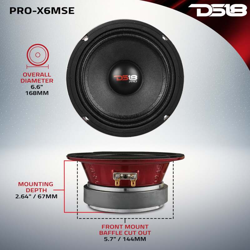 DS18 6.5in 250 Watts RMS 8 ohm Mid-Range Loudspeaker Sealed Back