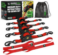 Rhino USA Retractable Ratchet Straps (4Pk 1Inx10Ft) (Red)
