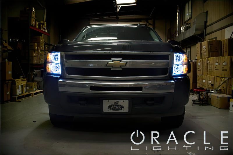 Oracle 07-13 Chevrolet Silverado LED Round Style Headlight Halo Kit - Blue