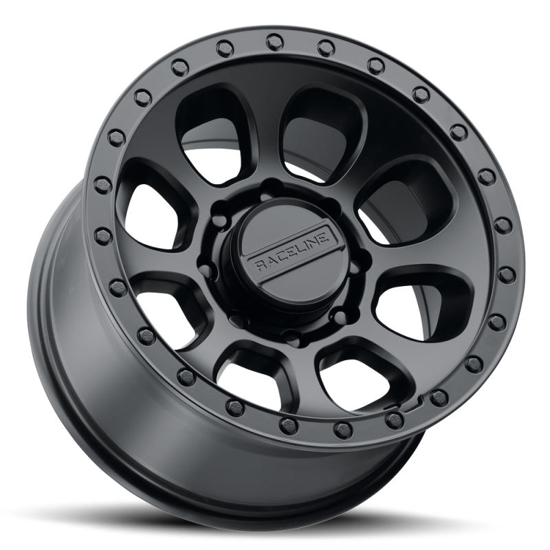 Raceline 961B Bolt 17x9in / 5x127 BP / -12mm Offset / 78.1mm Bore - Satin Black